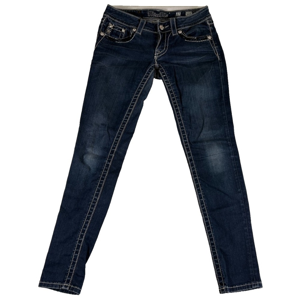Buckle Miss Me Jegging Skinny Jeans Womens 27 Blue Denim Low Rise Rhinestones